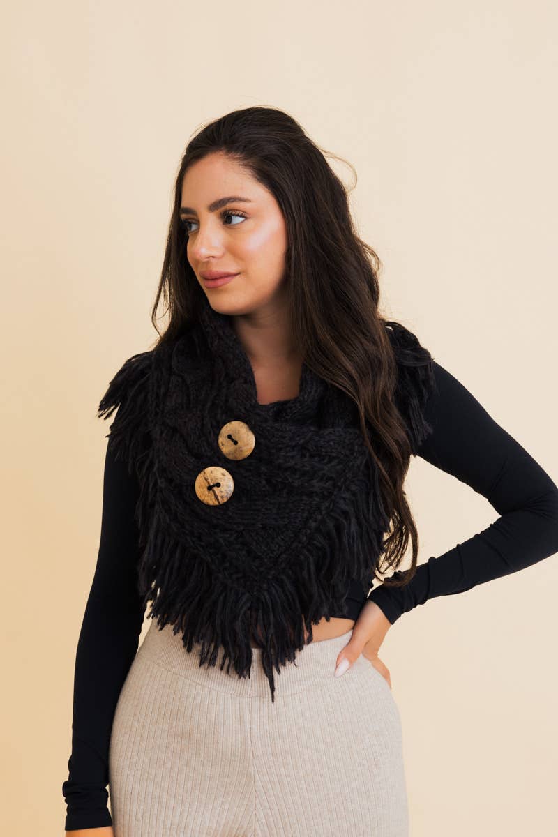 Heathered Cowl With Coco Buttons