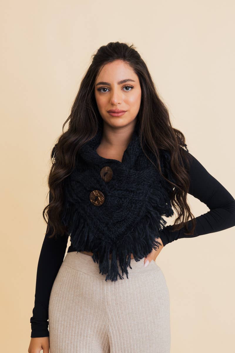 Heathered Cowl With Coco Buttons