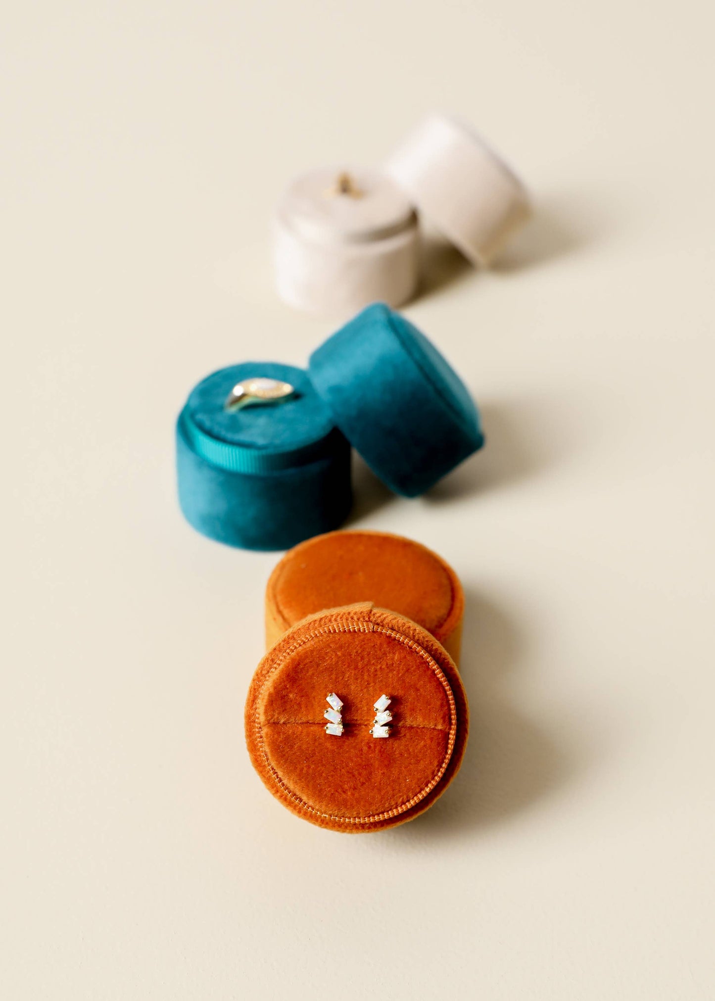 Velvet Jewelry Box - Circle - Burnt Orange