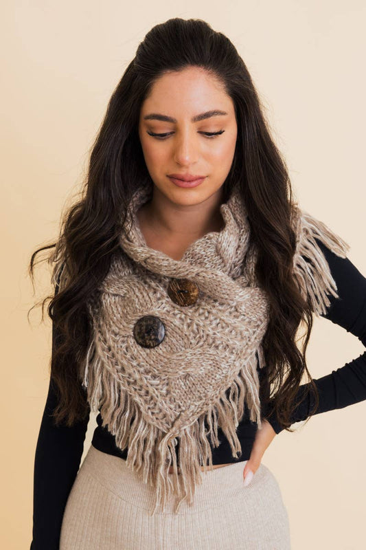 Heathered Cowl With Coco Buttons