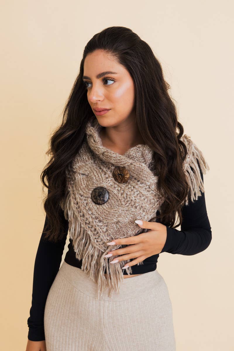 Heathered Cowl With Coco Buttons