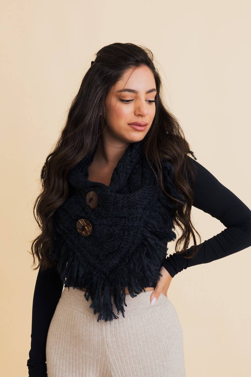 Heathered Cowl With Coco Buttons