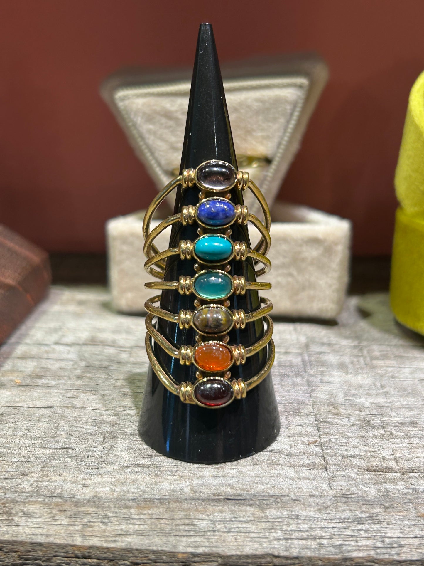 Adjustable Chakra Layered Brass Ring