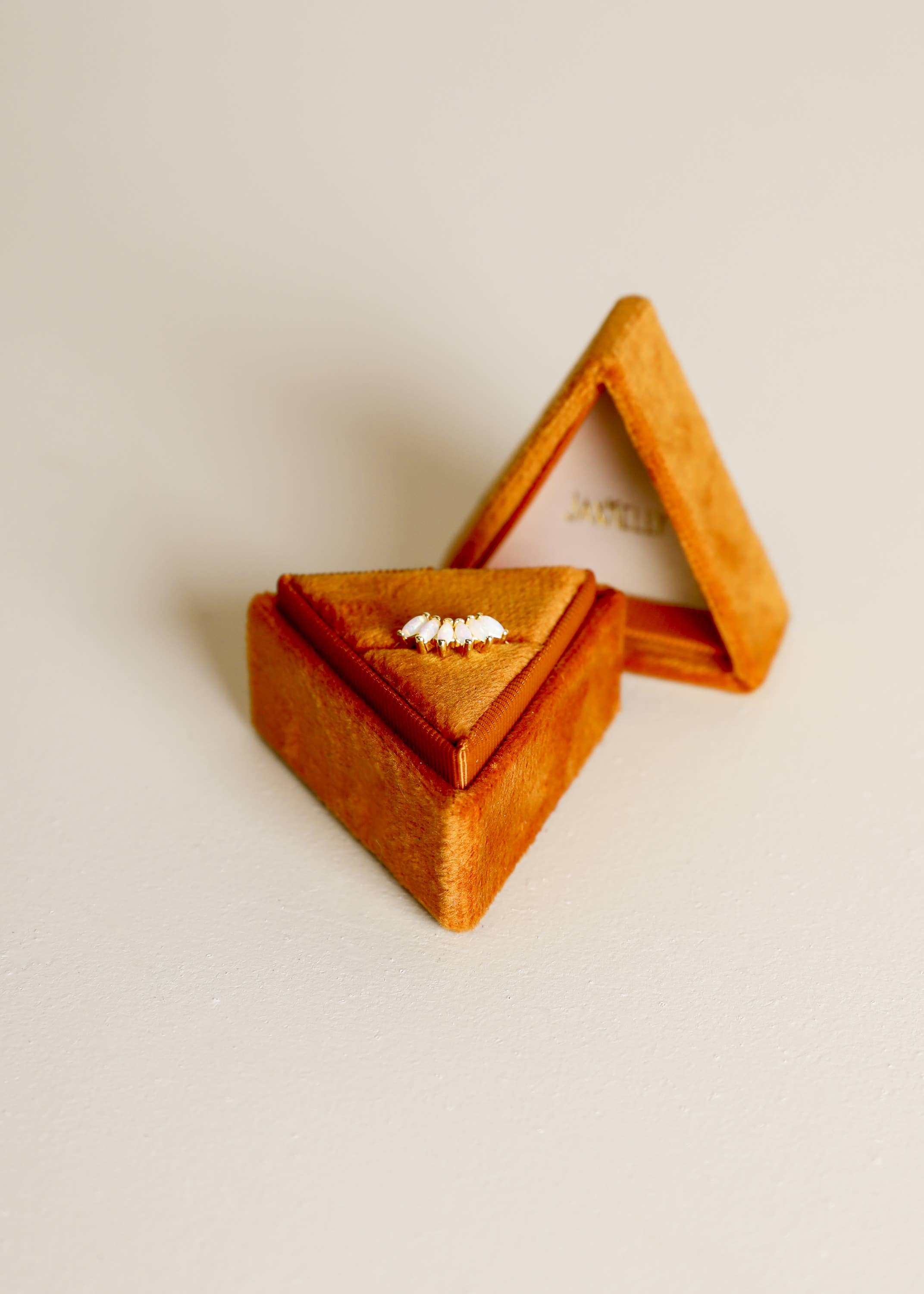 Velvet Jewelry Box - Triangle - Burnt Orange