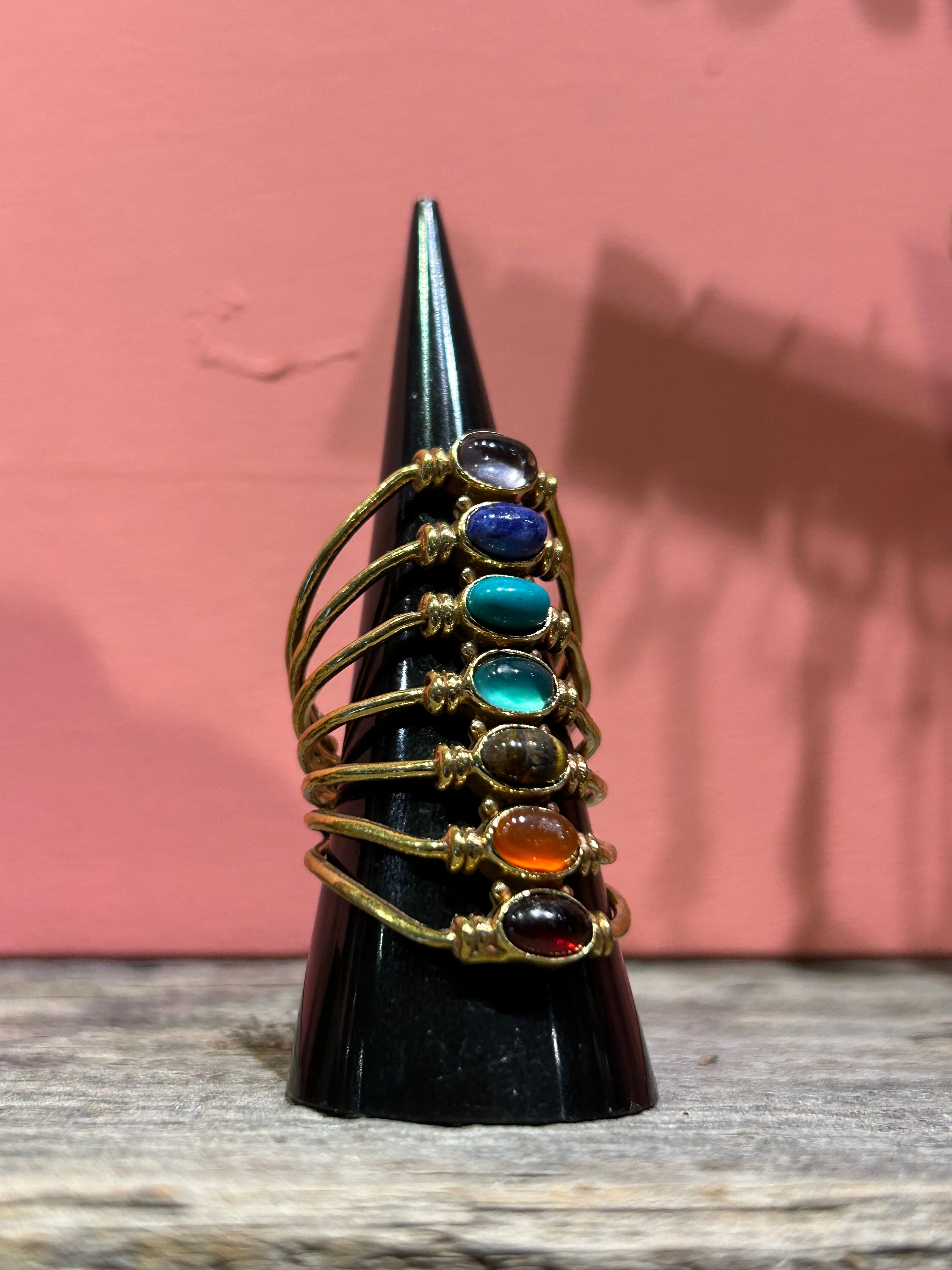 Adjustable Chakra Layered Brass Ring