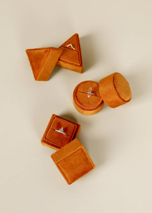 Velvet Jewelry Box - Triangle - Burnt Orange