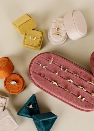 Velvet Jewelry Box - Small Oval - Dusty Rose