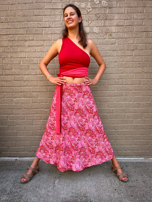 Reversible MAXI Wrap Skirt, ankle length