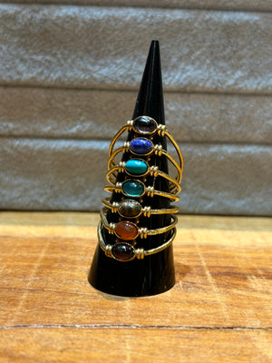 Adjustable Chakra Layered Brass Ring