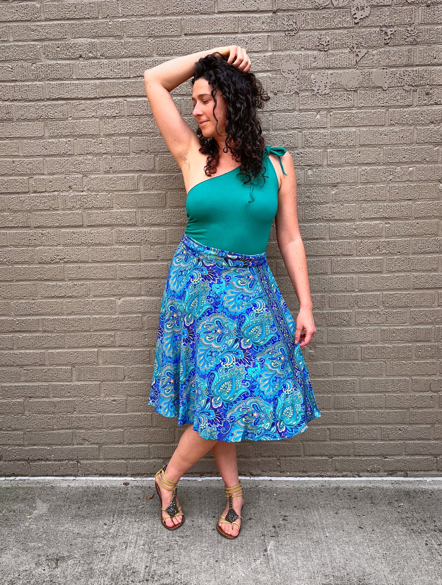 Reversible MIDI Wrap Skirt, below knee