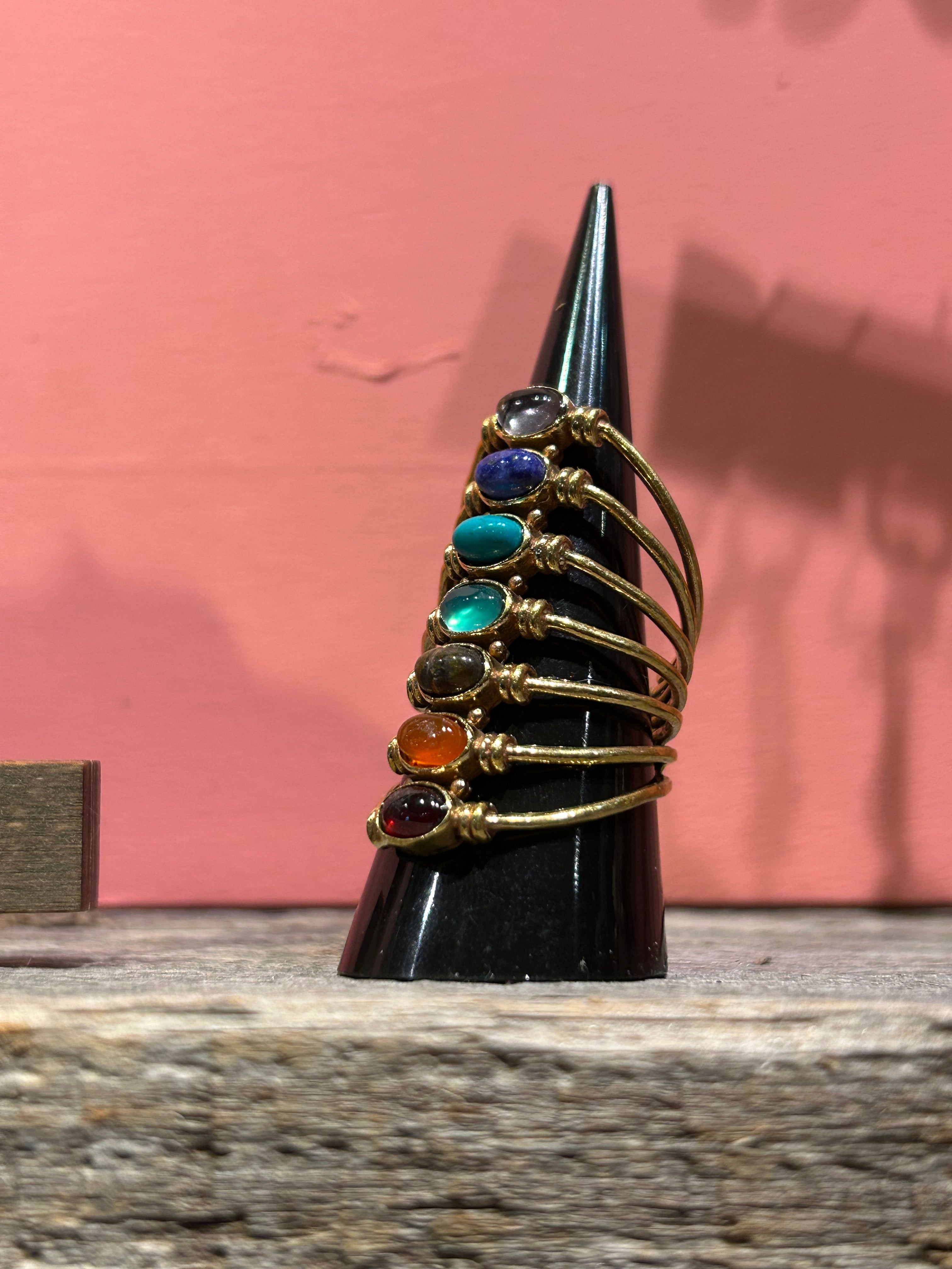 Adjustable Chakra Layered Brass Ring