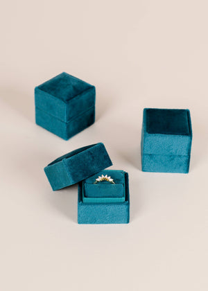 Velvet Jewelry Box - Square - Teal