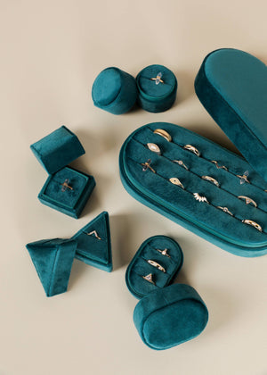 Velvet Jewelry Box - Square - Teal