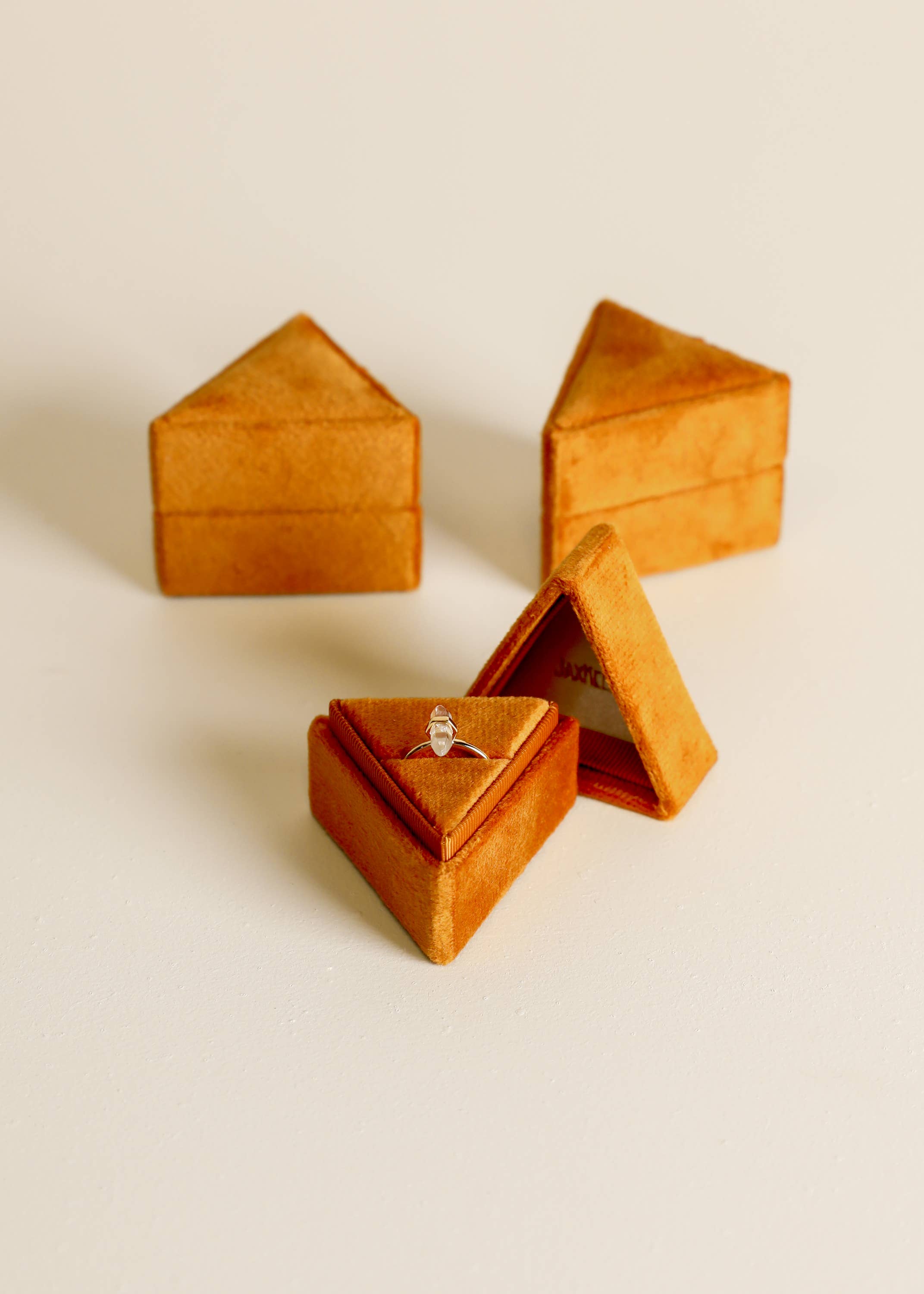 Velvet Jewelry Box - Triangle - Burnt Orange