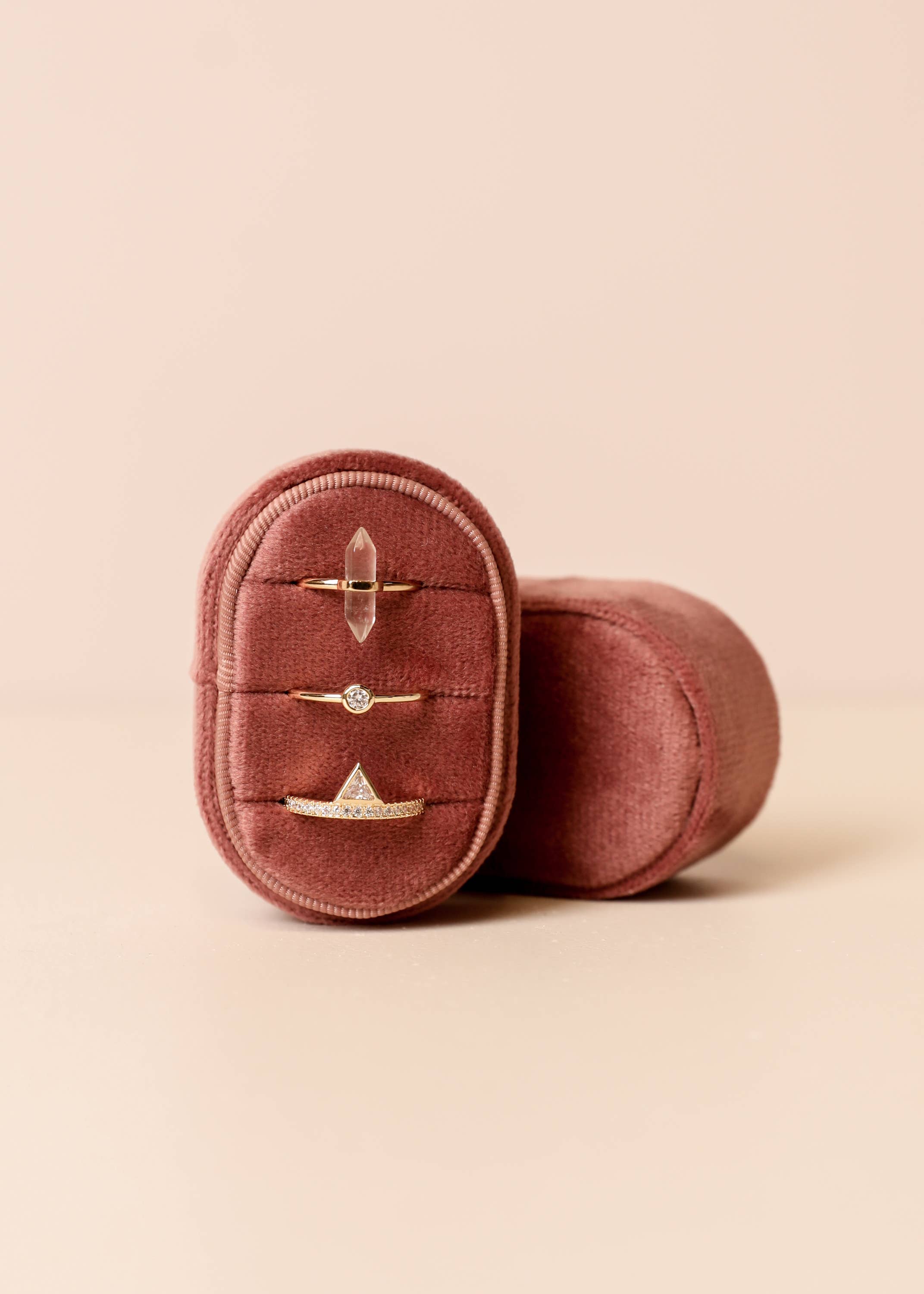 Velvet Jewelry Box - Small Oval - Dusty Rose