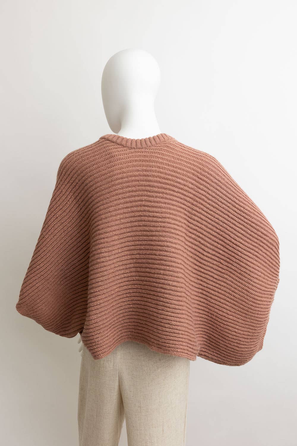 Minimalist Crew Neck Poncho Sweater – Chic and Cozy Knitwear