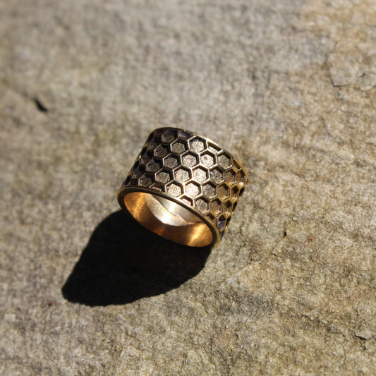 NEW Brass Ring - Honey Comb